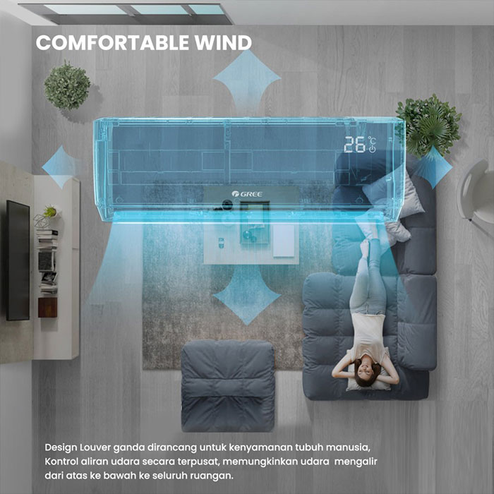 Gree AC Split ( AC Dinding ) Standard MOO5A Series  1.5 PK ( 1 1/2 PK ) R32  735 Watt - GWC-12MOO5A | GWC12MOO5A | 12MOO5 A